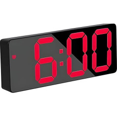 Digitaler Wecker mit einstellbarer Helligkeit und Schlummerfunktion, nicht tickender Akku und USB-betriebenes LED-Display, Zeit, Datum, Temperatur, Spiegel-Finish, Design für Schlafzimmer,