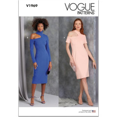 Vogue Patterns V1969B5 Ladies Fitted Dresses Siuvimo modelių rinkinys, dizaino kodas V1969, popierius, įvairiaspalvis, dydžiai 8-10-12-14-16