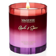 M&SENSE Apple Spice kvapioji žvakė stiklinėje, 300 g raudonos spalvos žvakės, 60 valandų degimo laikas, prabangios žvakės stiklinėje, skirtos vakarėliams, Kalėdoms, dovanų žvakės moterims, motinai, kolegei, draugei