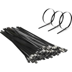 20 pakuotės nerūdijančio plieno kabelių kaklaraiščiai 290 mm x 7,9 mm sunkiųjų pareigų saugūs savarankiškai užrakinami kabelių kaklaraiščiai, skirti vidaus patalpoms lauke, namuose, biure, sode, dirbtuvėse, 