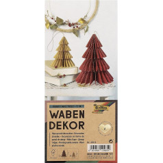 folia 49213 Honeycomb Decoration Berry Xmas Trees, Kalėdų pakabukas, 2 vnt., apie 20 ir 13 cm aukščio, sulankstoma kalėdinė dekoracija, skirta naudoti patalpose
