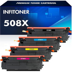 INFITONER 4X 508X tonerio kasetė, skirta HP 508X 508A CF360X CF360A CF361X CF362X CF363X Color Laserjet Enterprise M553 M552 MFP M577 M552dn M553dn M553x M553n juoda žydra geltona purpurinė