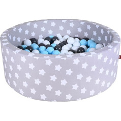 KNORRTOYS.COM 68161 Kamuoliukų duobė Soft Grey White Stars 300 kamuoliukų Kreminė / pilka / šviesiai mėlyna 82 cm x 82 cm x 33 cm