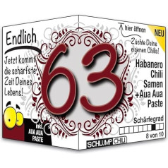 Schlump-Chili Endlich 63 - juokinga aštri gimtadienio dovana. Originali dovanos idėja 63-iajam gimtadieniui vyrams ir moterims