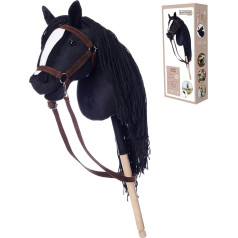 HOPPIHORSE hobio žirgas su uodega - A3 - hobio žirgas su vadele, petnešomis ir uodega - aukštos kokybės pliušas su ilga giraite - silikoninė rankena geresniam laikymui - su dovanų dėžute