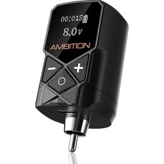 Ambition Tattoo maitinimo šaltinis Kuark Mini Wireless & Portable RCA, 2400 mAh ličio baterija su LED skaitmeniniu ekranu rotaciniam tatuiruočių aparatui