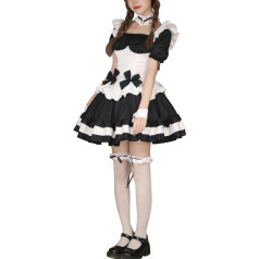 Moterų kostiumas moterims mielas lankas Puff rankovės korsetas juosmens raukšlėtas prijuostė Lolita Halloween Cosplay šalis uniforma