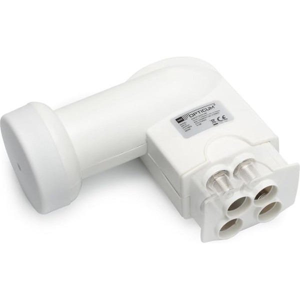 RED OPTICUM Tvirtas keturšalis LNB, atsparus karščiui ir šalčiui Skaitmeninis 4 krypčių LNB su tik 0,1 dB triukšmo koeficientu ir išplėstine apsauga nuo oro sąlygų I 