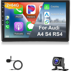 Hodozzy 2G 64G Android automobilinis radijas Audi A4 S4 RS4 2002-2008 Radio Carplay Android automobiliams, 9 colių jutiklinis ekranas su GPS navigacija, ekranas su Mirrorlink WiFi Bluetooth Hifi FM RDS radijas Audi A4