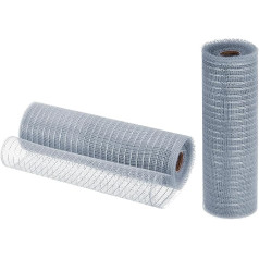 aprūpinimo žemėlapis Juta-Netzband, 25,4 cm x 9,2 m, PP, dekoratives Netzband, Geschenkband für Weihnachtskranz, Party, Dekoration, Basteln, Girlanden (Silberton mit Silberfolie, 2 Stück)