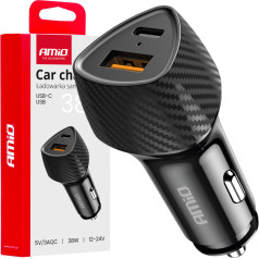 Automobilinis įkroviklis qc+pd 38w usb-a + usb-c -04283