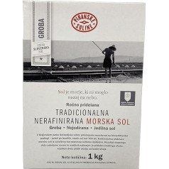 Tradicinė rupi ne joduota nerafinuota jūros druska (1 kg maišas) - gryna ekologiška ir nerafinuota jūros druska, tinkama maistui gaminti ir valgomajai druskai (35 oz) (1)