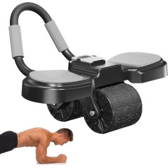 Rrlihjgu pilvo rato ritinėlis, automatinis atšokęs abs ratas - reguliuojamas nešiojamas pilvo treniruoklis pilvo ratas Heavy Duty Compact Core Training Device pilvo treniruoklis rankoms, krūtinei, nugarai,