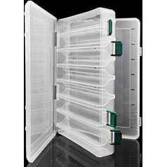 KöderBox Žūklės masalų dėžutė Tackle Box Hardbait Bait Box, žvejybos masalų dėžutė, dvipusė Jig, Minnows, kabliukai, priedai, laikymo dėžutė (skaidri (14 tinklelių))