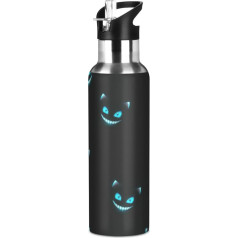 KEEPREAL Cheshire Cat Texture Sports Water Bottle, 625 ml, BPA Free, netoksiškas, nerūdijančio plieno vandens butelis su šiaudeliu sporto salei, jogai, fitnesui, stovyklavimui