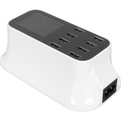 8 prievadų USB įkrovimo stotelė, LED ekranas, USB greitojo įkrovimo stotelė, universali USB įkrovimo stotelė keliems įrenginiams, išmaniesiems telefonams, planšetiniams kompiuteriams (ES kištukas)