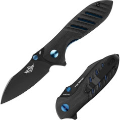 OKNIFE Mini Drever kišeninis peilis N690 plieno, puikiai išlaikantis ašmenis, su G10 rankena / kišeniniu spaustuku, skirtas stovyklavimui, išgyvenimui, išlikimui (juodas)