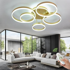 EMBRING LED lubų šviestuvas, reguliuojamas, svetainės lempa, lubų šviestuvas, 106 W modernus 6 žiedų lubų šviestuvas, LED lubų šviestuvas su nuotolinio valdymo pulteliu, LED lubų šviestuvas valgomajame, miegamajame