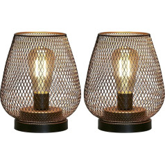 JHY DESIGN 2 LED žibintų, pagamintų iš metalinio narvelio, rinkinys Baterijomis maitinamas belaidis 17 cm aukščio pramoninis gyvenamasis kambarys Baterijomis maitinamas stalinis šviestuvas, skirtas dekoratyviniams vidaus lauko vestuvių žibintams 