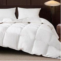BEDSURE Pūkinė antklodė 135 x 200 cm Žieminė antklodė su plunksnomis Oeko-Tex sertifikatas, šilta žieminė antklodė 90 % pūkų ir 10 % plunksnų 880 g užpildas Pūkinė antklodė Balta