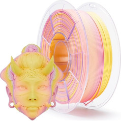 ZIRO 3D spausdintuvo gija PLA, greitai keičianti spalvą, spalva keičiasi pagal ilgį, tinka daugumai FDM 3D spausdintuvų, matinė apdaila, 1 kg/2,2 lbs ritė, saulės šviesos žiedlapis