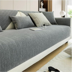 NUODWELL Chenille Sofa Cover Neslystanti pagalvėlių apsauga L formos sofos apsauga Plaunama baldų apsauga Universali minkšta sofos danga gyvenamajam kambariui Šunys naminiai gyvūnai Katės Tamsiai pilka 110X
