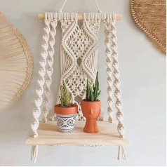 Smallterm Boho Macrame sieninė lentyna Rankų darbo austi gobelenai Mediena plaukiojanti