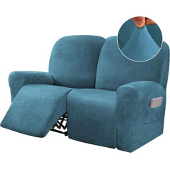 6 dalių denio kėdžių dangteliai 2 sėdimos vietos Velveto tempimo denio kėdės sofos sofos dangteliai, skirti 2 pagalvėms Sofa Slipcovers Baldų dangteliai Individualus stilius storas minkštas minkštas skalbiamas povas Mėlyna
