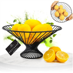 LIKAYA® Modernaus dizaino juodas matinis vaisių krepšelis - geras vėdinimas (taip pat gali būti naudojamas kaip vaisių dubuo, daržovių krepšys, vaisių krepšys, vaisių dubuo) - akį traukianti virtuvės ir svetainės puošmena