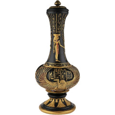 lachineuse - Egipto vaza Izidė 33 cm - Dekoratyvinė juoda ir auksinė vaza - Interjero dekoravimas Senovės Egiptas - Egipto deivės Hathor Hieroglifai - Originali dovanų idėja