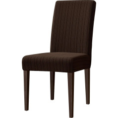 subrtex Parsons Stripe Jacquard valgomojo kėdės sėdynės dangteliai Stretch Furniture Protector Armchair Slipcovers Washable for Hotel Banquet Ceremony (2 vnt., Šokoladas)