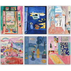 Matisse Sienų meno atspaudai - 6 Henri Matisse Estetiniai plakatai estetiškam kambario dekorui Meno paroda Plakatas Matisse Atspausdina Rožiniai plakatai Įrėminti Menas Mielos impresionistų grupės atspaudai (28 cm x 36