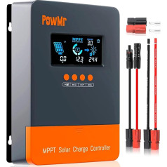 PowMr 60A MPPT saulės energijos įkrovos valdiklis 12V/24V/36V/48V MAX PV įėjimo įtampa 160VDC su dideliu LCD ekranu, veikia su automobiliniais AGM, geliniais, užliejamaisiais ir ličio akumuliatoriais, 