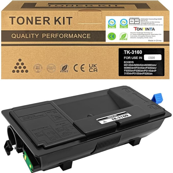 TK-3160 TK3160 1T02T90NL1 suderinama 12500 puslapių juoda tonerio kasetė, skirta Kyocera P3045dn P3050dn P3055dn P3060dn P3145dn P3150dn P3155dn P32 60dn M3145dn M3645dn M3860idn M3860idnf spausdintuvui
