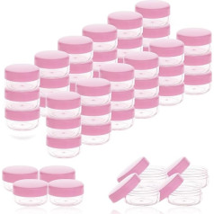 ZEJIA Juodi plastikiniai kosmetiniai indeliai su dangteliais be BPA, rožiniai 5G, 5g Mason Jar