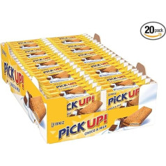 PiCK UP! Choco & Milk - sausainių batonėliai - 20 x 5 vnt. - 2 sviestiniai sausainiai su traškiu pienišku šokoladu ir pieno kremu (20 x 140 g)