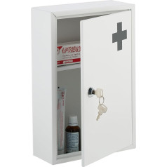 Relaxdays Medicinos spintelė užrakinama 2 skyriai H x Š x D 32 x 21,5 x 8 cm, skirta medicinai Kabanti medicinos spintelė Balta geležis
