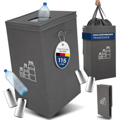 TOPP4u tuščių butelių surinkimo talpykla 115 L - depozitinių butelių surinkimo talpykla - butelių organizatorius - depozitinė talpykla - integruotas krepšys - pilka spalva