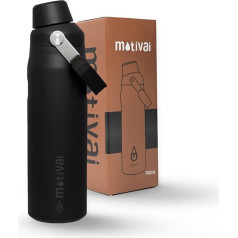Motivai® Fast Sip Bottle - 24 oz / 700 ml - Black | Nerūdijančio plieno termosas su dangteliu Fast Flow | 0,7 l kelioninis puodelis | Termosas | Fast Flow Bottle