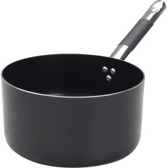 Pentole Agnelli aliuminis juodas 3 mm. Gilus puodas su vamzdine rankena iš plieno, 5,6 litro, 24 cm