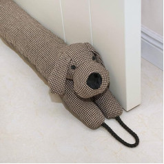 Estimber Under Door Draught Excluder Dekoratyvinis vėjo stabdiklis 96 cm, skirtas durims ir langams Svarstyklės gyvūnų oro skersvėjis Snake Noise Blocker, skirtas durims su kabančiomis kilpomis - Brown Dog