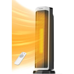 PELONIS 2-in-1 elektrinis kambario šildytuvas 2000 W su nuotolinio valdymo pulteliu, energiškai efektyvus, nešiojamasis keraminis šildytuvas, 75° osciliacija, reguliuojamas termostatas, pakreipimas ir apsauga nuo perkaitimo