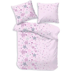 Vaikiška patalynė 135 x 200 cm Stars Pink 80 x 80 cm + 135 x 200 cm 100 % medvilnės flanelinė užtrauktuko užtrauktukas Vaikiška patalynė Mergaičių patalynė