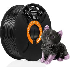 PETG gija 1,75 mm, greito spausdinimo gija, suderinama su dauguma 3D spausdintuvų, matmenų tikslumas +/- 0,02 mm, 1 kg ritė, daugkartinio naudojimo kotas, PETG + juoda
