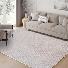 Jiyuhang Area Rug Living Room Large 160 x 230 cm Soft Low Pile Non-Slip Kids Friendly Rug for Bedroom Dining Room Kitchen Machine Washable Lint Free Be Beige