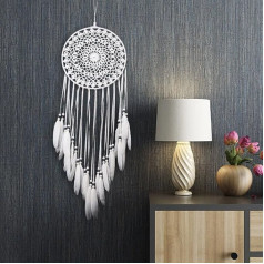 Uposao Boho Dream Catcher Baltas didelis rankų darbo Dreamcatcher Tassel medvilnės audimo Macrame sienos meno gobelenas sienos kabo ornamentas kūdikio dušas automobilio vestuvių namų dekoro dovana