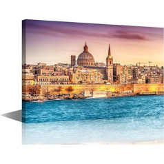 TISHIRON Valetos panorama saulėlydžio metu Drobė Sienų menas Europos miestas Malta Plakatai ir spaudiniai Meno kūriniai Šiuolaikinis namų dekoro ištemptas drobės paveikslas gyvenamasis kambarys miegamasis