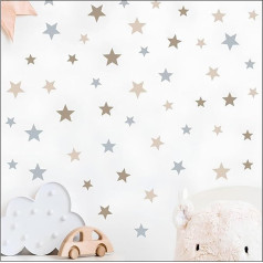 Dekorative Sterne-Aufkleber - 71 bunte Sterne Aufkleber und 3 Größen pro Set - Vinyl-Wandaufkleber für Kinderzimmer, Jungen, Mädchen.