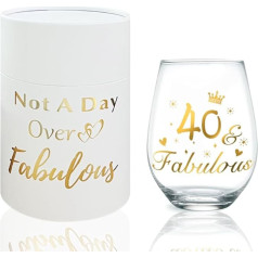 DEARLIVES 40-ojo gimtadienio vyno taurės 40-ojo gimtadienio vakarėlio vestuvių jubiliejaus dekoracijos dovana Auksinis 40-asis gimtadienis 40-asis gimtadienis 17oz