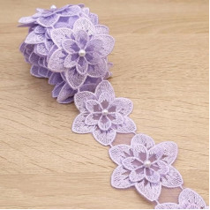 Organza gėlių sienos nėrinių apdaila derliaus apdaila siuvinėti Applique siuvimo amatas vestuvių suknelė puošmena DIY suknelė apdaila suknelės suknelės namų apdaila (violetinė)